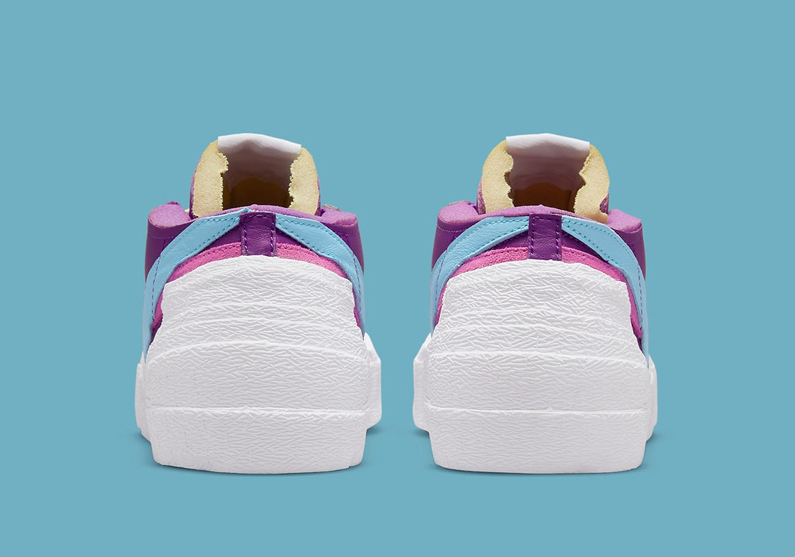 Nike Blazer Low sacai KAWS Purple Dusk – sneaker en cuir violet avec double Swoosh et logo XX de KAWS , vue arrière
