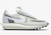 Nike LDWaffle sacai White Grey – sneaker blanche et grise avec double Swoosh et semelle empilée , vue de face