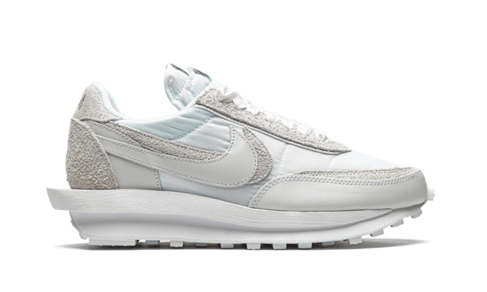 Nike LDWaffle sacai White Nylon – sneaker blanche en nylon avec double Swoosh et semelle empilée , vue de face