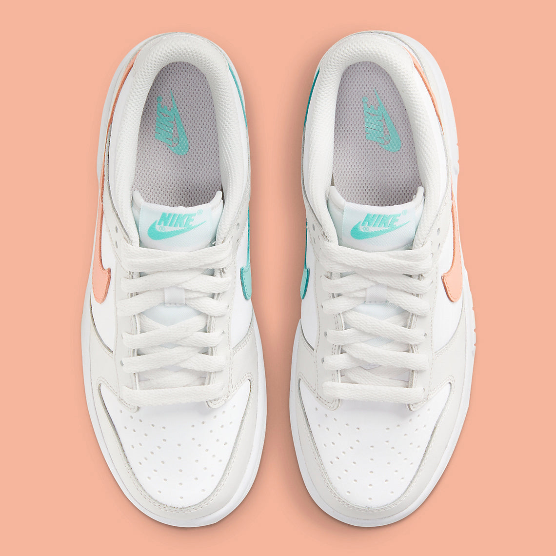 Nike Dunk Low White Bone Peach Aqua