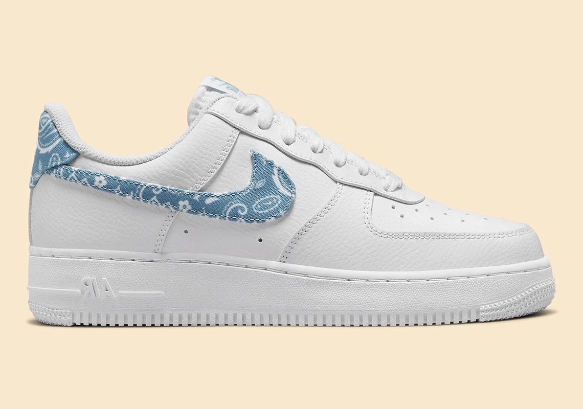 Nike Air Force 1 Low '07 Essential White Worn Blue Paisley Nike Air Force 1 Low '07 Essential White Worn Blue Paisley