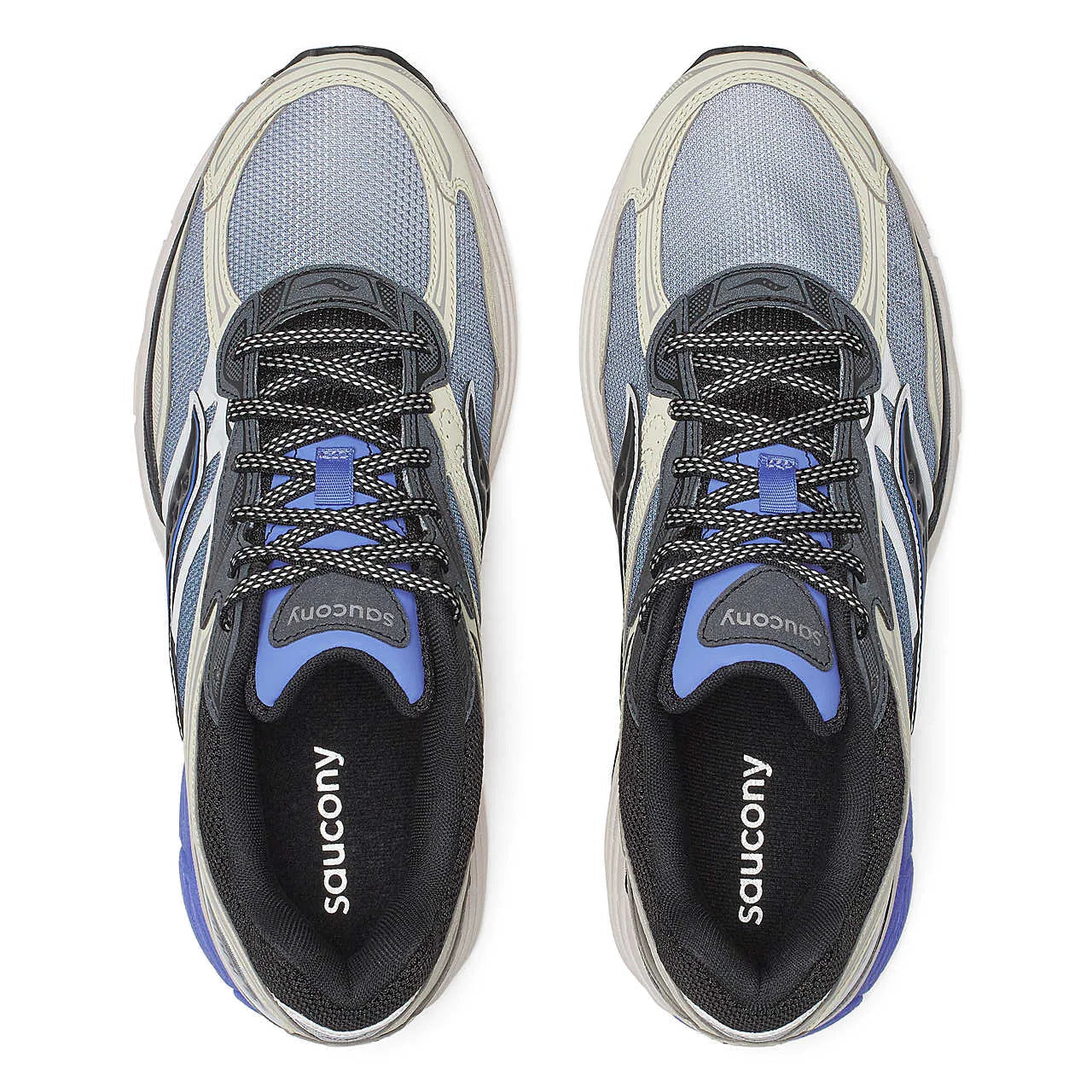 Saucony ProGrid Omni 9 Fade Pack Blue en mesh technique avec dégradé de bleu, amorti ProGrid et design rétro-running.