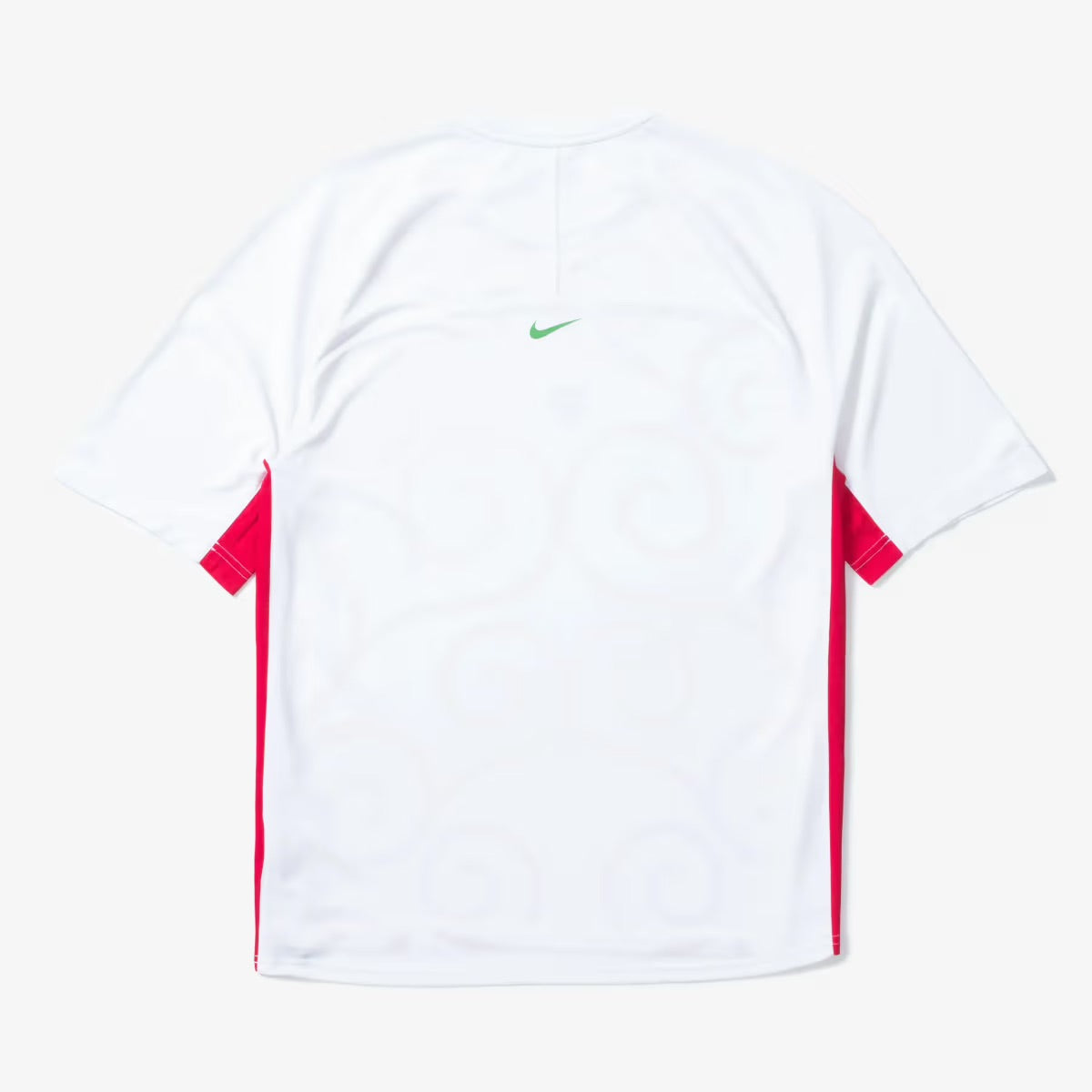 Nike x One Piece Jersey White/Very Berry/Green Quartz, jersey blanc à manches courtes avec détails Very Berry et Green Quartz.