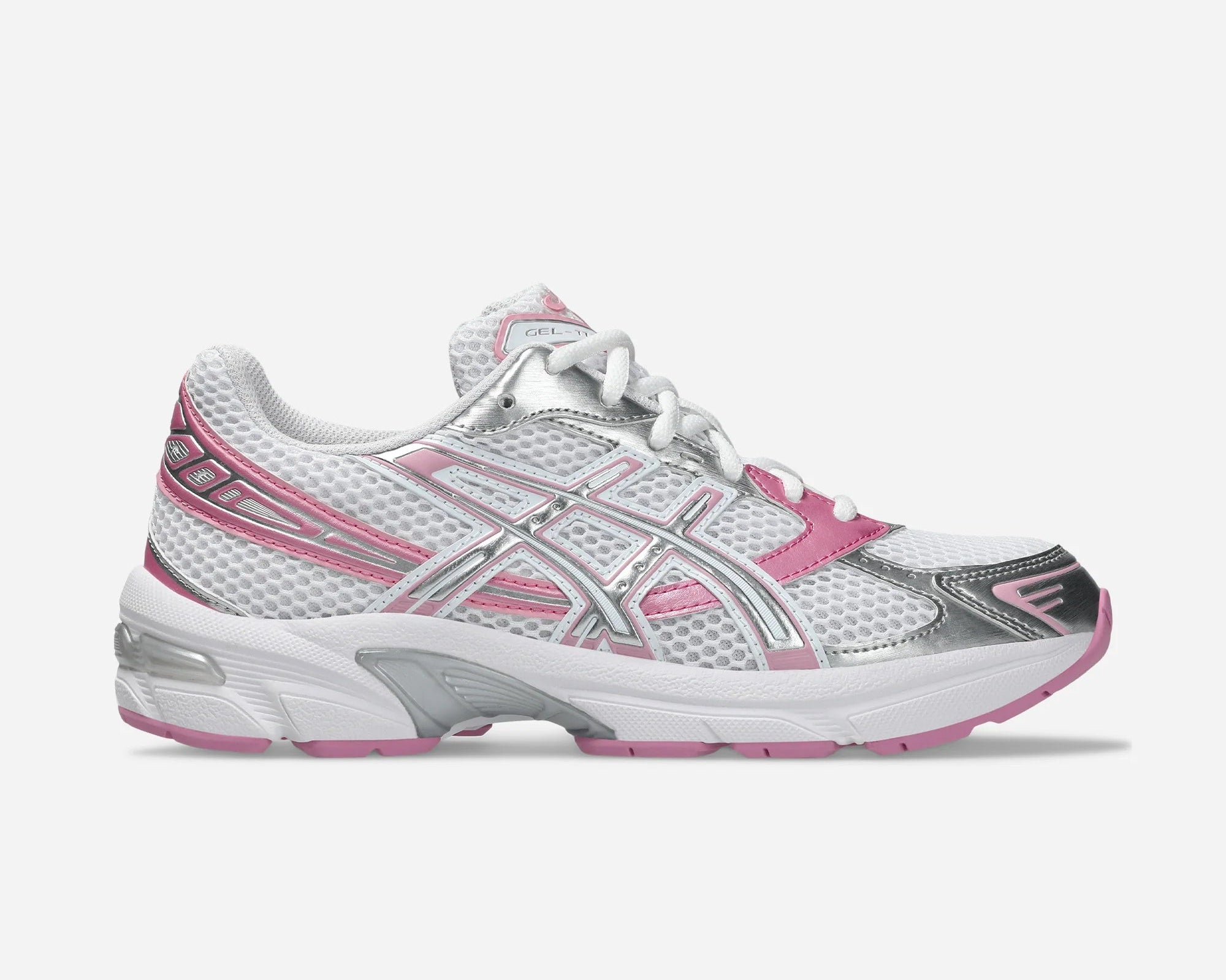 ASICS Gel-1130 White Pure Silver Pink – sneakers rétro blanches avec détails argentés et rose pastel, amorti GEL, vue de face