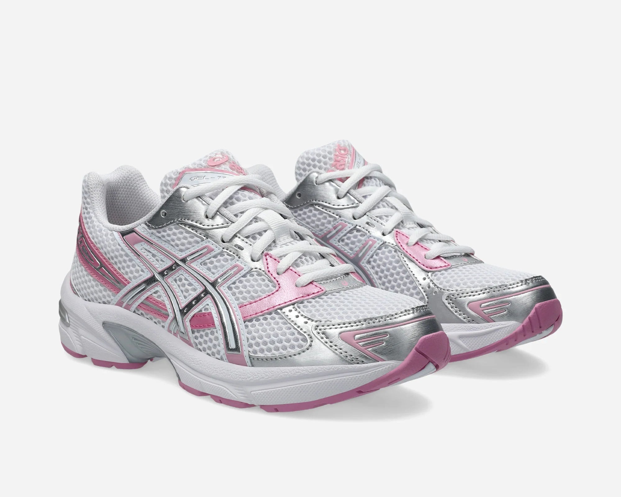 ASICS Gel-1130 White Pure Silver Pink – sneakers rétro blanches avec détails argentés et rose pastel, amorti GEL, vue de profil