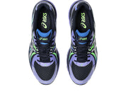 ASICS Gel-Sekiran Midnight Pure Silver en mesh bleu nuit avec détails argentés métallisés, amorti GEL et silhouette technique contemporaine.