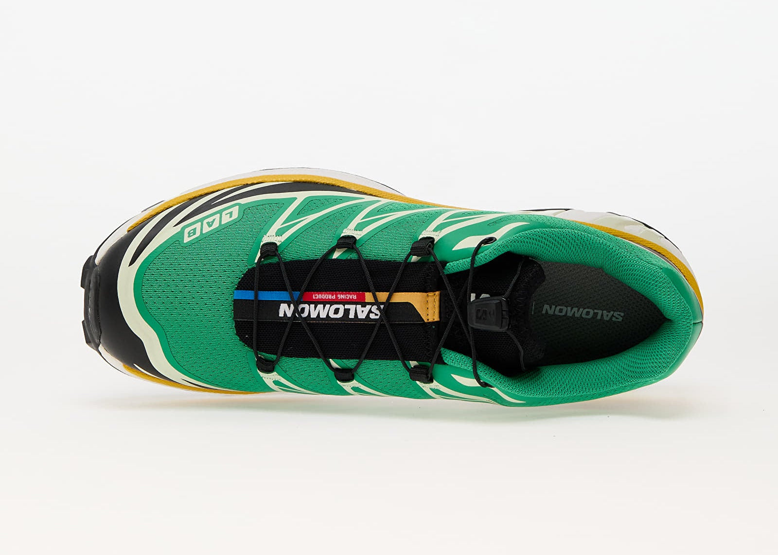 Salomon XT-6 Bright Green en textile vert vif avec renforts synthétiques, système Quicklace™, maintien SensiFit™ et semelle Contagrip®.