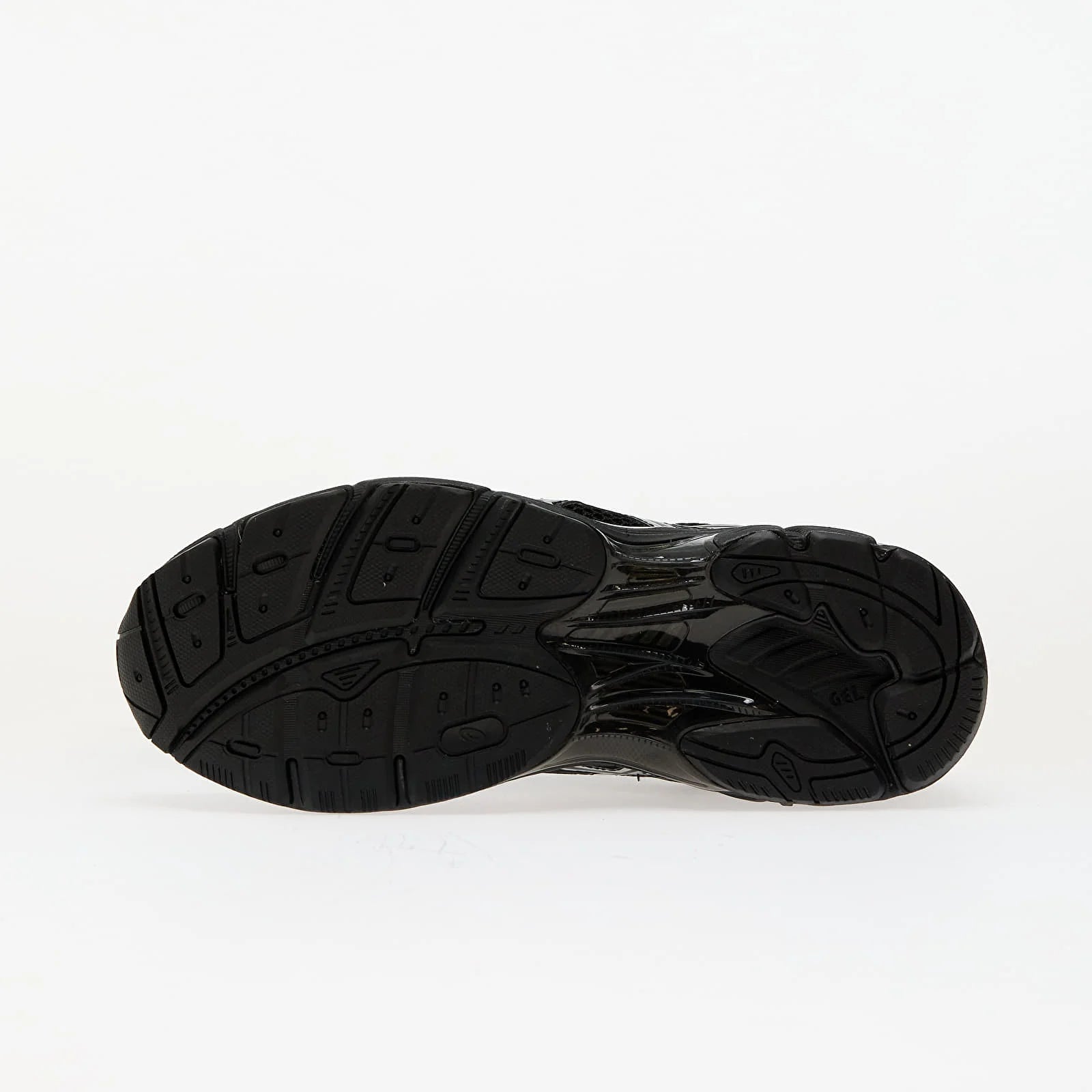 Sneaker ASICS GT-2160 Black Pure Silver en mesh noir avec détails argentés métallisés et amorti GEL performant.