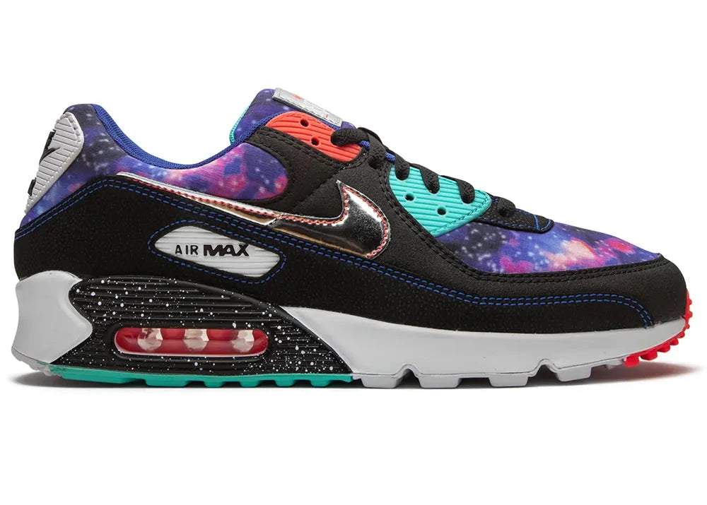 Sneakers Nike Air Max 90 Supernova 2020 noires avec motifs multicolores galaxie en mesh et matières synthétiques avec amorti Air visible