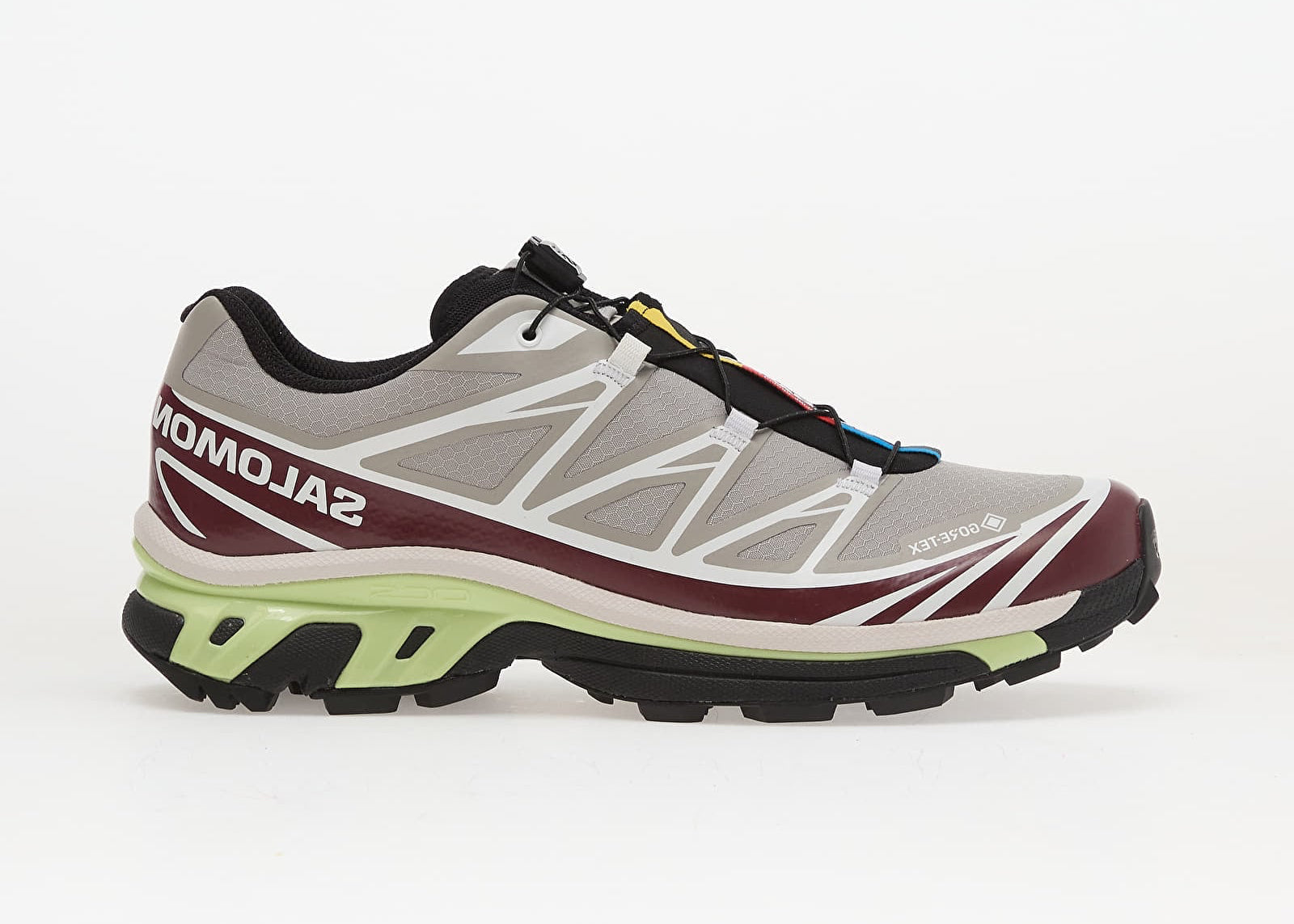Sneakers Salomon XT-6 Gore-Tex Paloma Maroon Banner en mesh technique imperméable avec Agile Chassis System et semelle Contagrip premium.