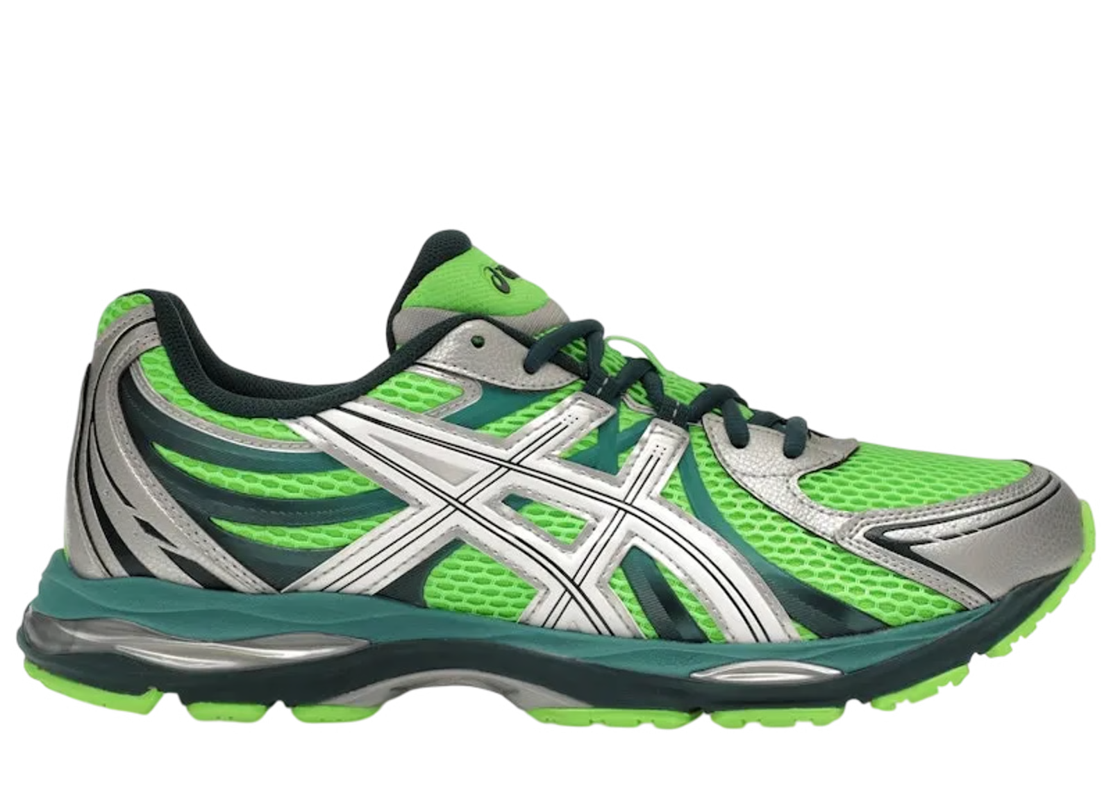 ASICS Gel-Sekiran Green Gecko en mesh vert avec amorti GEL, détails techniques et silhouette inspirée de l’outdoor moderne.