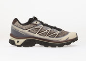 Salomon XT-6 Shadow Almond Milk Black Coffee Chocolate L45418700 en textile crème, brun et chocolat avec renforts synthétiques et semelle technique.