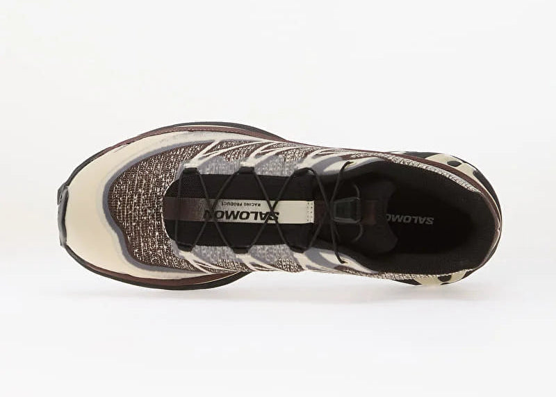 Salomon XT-6 Shadow Almond Milk Black Coffee Chocolate L45418700 en textile crème, brun et chocolat avec renforts synthétiques et semelle technique.