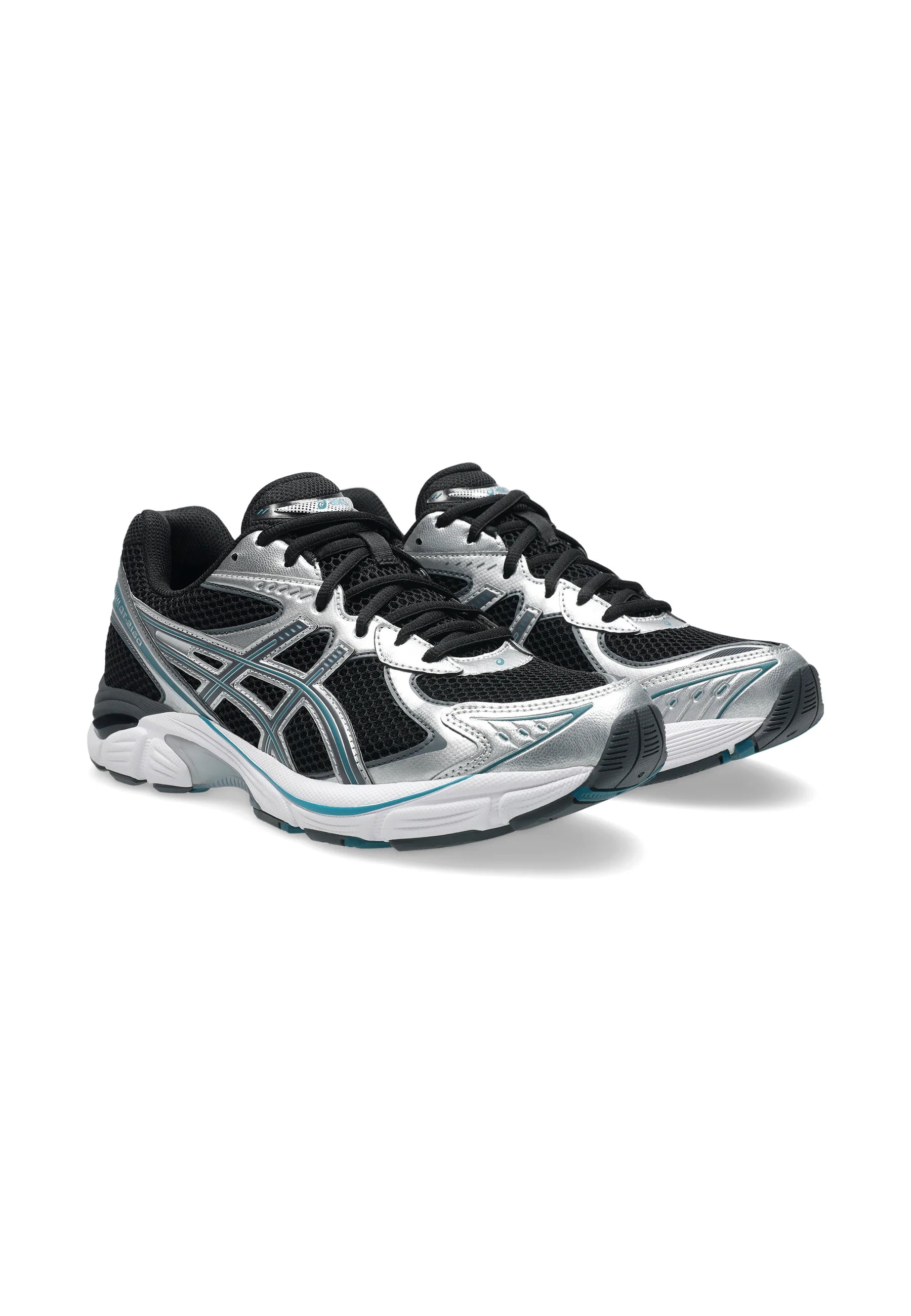 Sneaker ASICS GT-2160 Black Pure Silver Bright Blue en mesh noir avec détails argentés et bleus, dotée d’un amorti GEL performant.