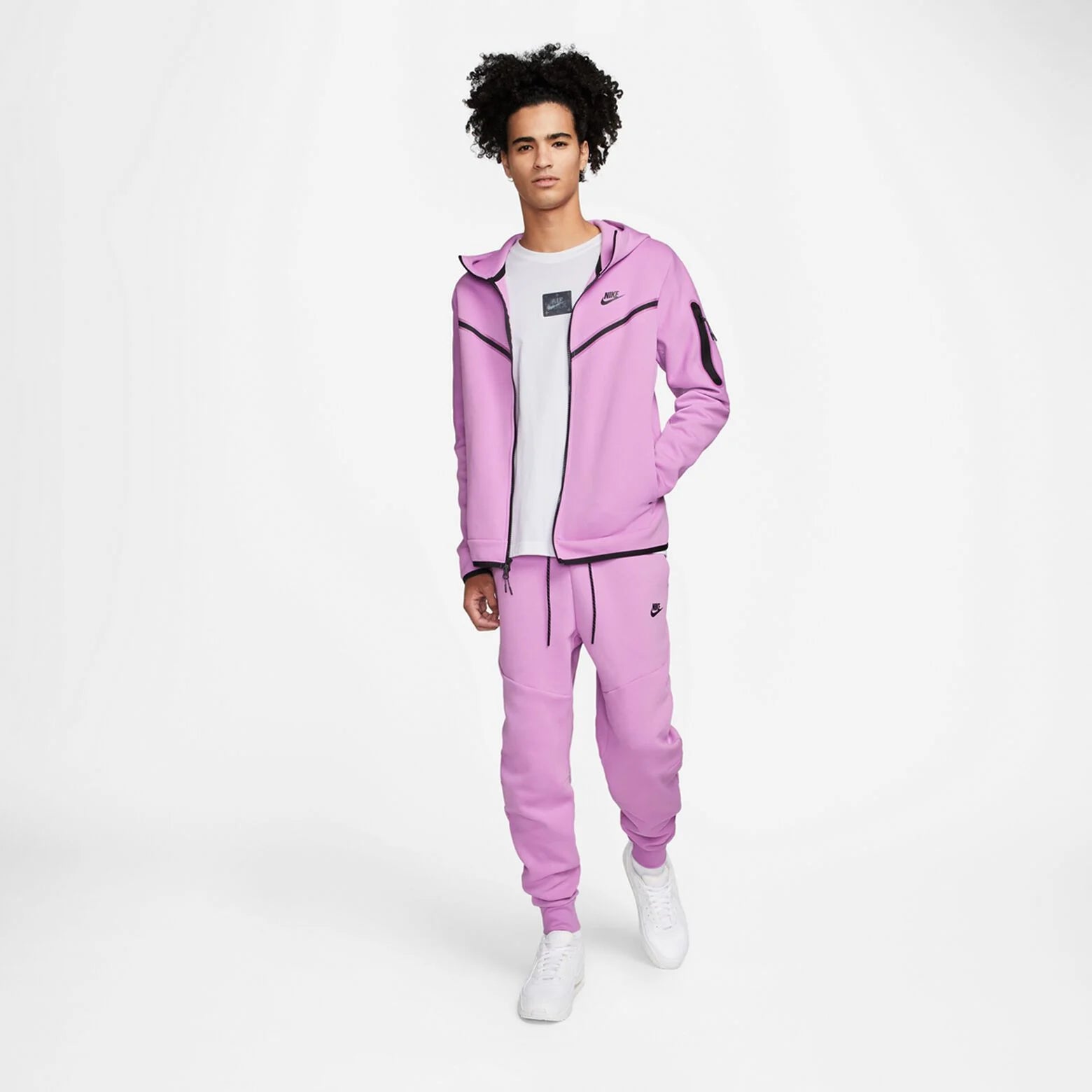 Nike Sportswear Tech Fleece Hoodie Joggers Set Violet Shock