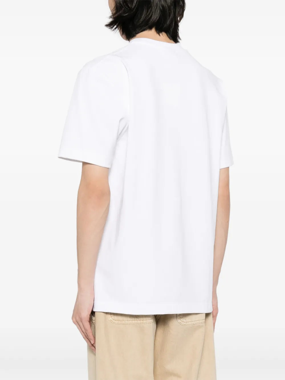 Jacquemus Le T-shirt Gros Grain White, tee-shirt en coton blanc premium, avec bande Gros Grain ton sur ton sur la poitrine, coupe ample wide cut, col rond en bord-côte et coutures renforcées.