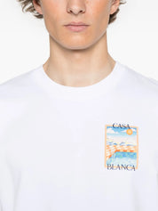 Tee-shirt Casablanca Swimming Pool – t-shirt blanc en coton premium avec imprimé piscine coloré , vue de face