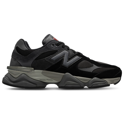 Image de la New Balance 9060 Black Castlerock Grey, sneaker noire et grise en mesh et suède avec semelle épaisse sculptée et technologies ABZORB et SBS. (vue de profil)