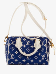 Louis Vuitton Speedy Bandoulière 20 Blue, sac Louis Vuitton bleu au format compact avec doubles poignées Toron et bandoulière ajustable.