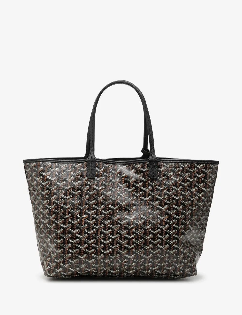 Goyard Saint Louis Tote PM Black, cabas en toile Goyardine noire à motif chevrons avec poignées en cuir et pochette intérieure amovible.