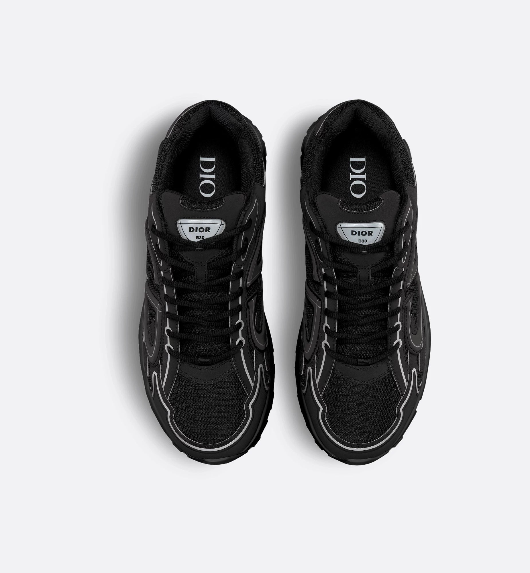 Dior B30 Triple Black – sneakers unisexes en noir intégral, alliant confort et luxe, vue du haut