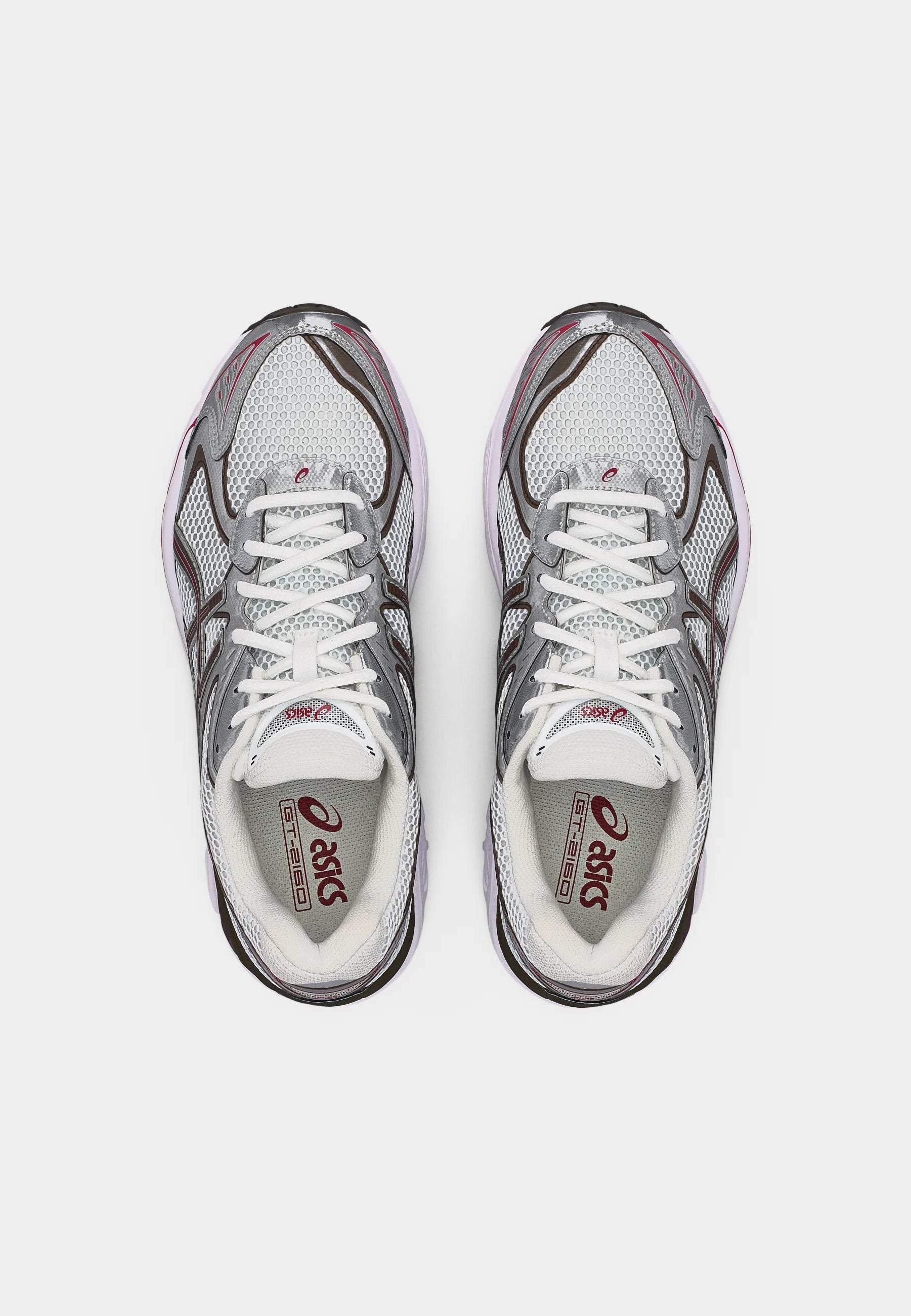 Sneaker ASICS GT-2160 White Oxblood en mesh blanc avec détails bordeaux et amorti GEL pour un confort optim