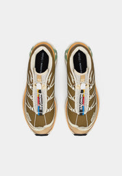 Salomon XT-6 Coyote Brown Sahara Sun avec tige en mesh brun, renforts synthétiques, détails Sahara Sun, technologies Quicklace, SensiFit, EnergyCell et semelle Contagrip.