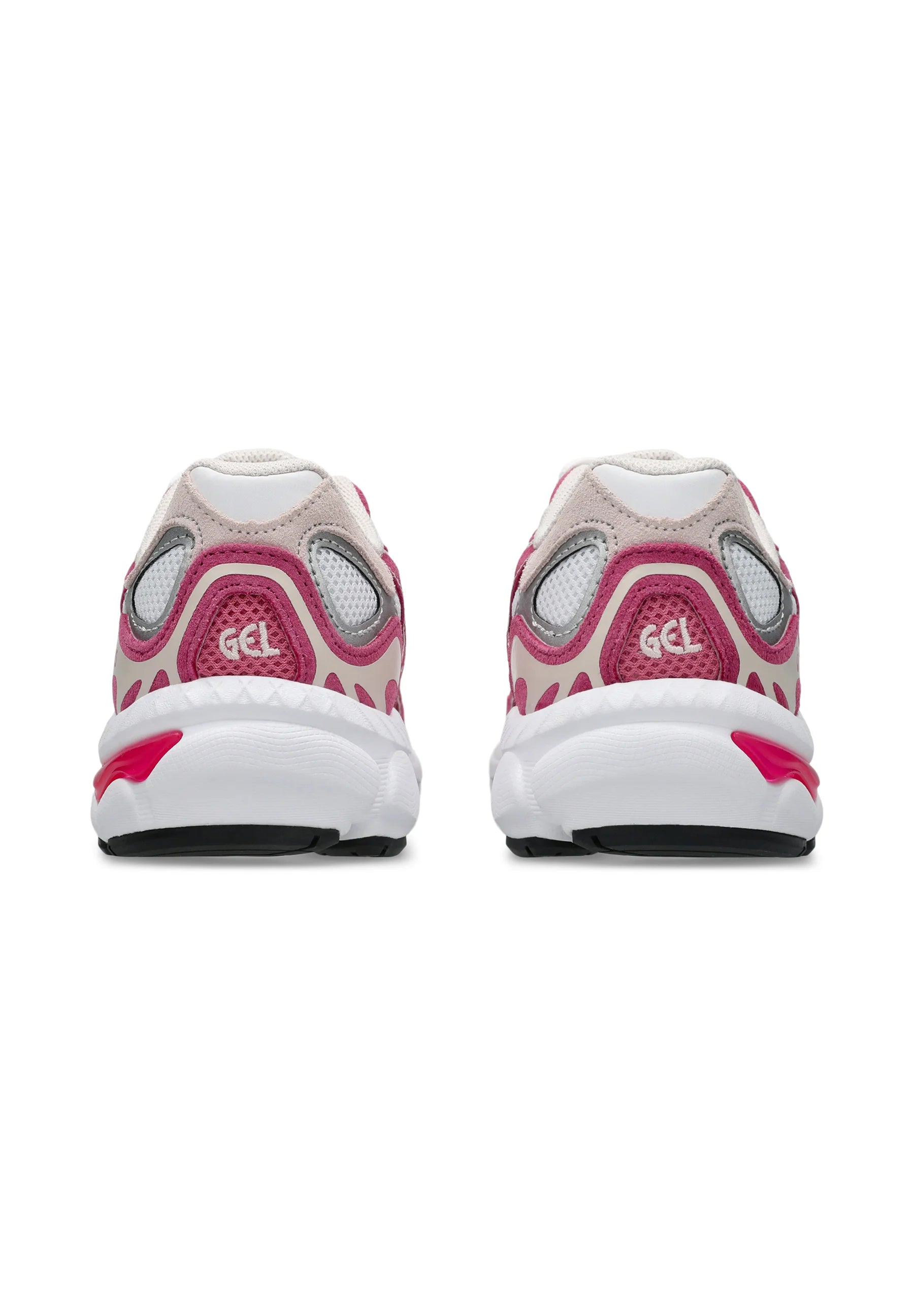 Sneaker ASICS GEL-NYC White Pink Cloud en mesh blanc avec détails roses et amorti GEL pour un confort optimal au quotidien.