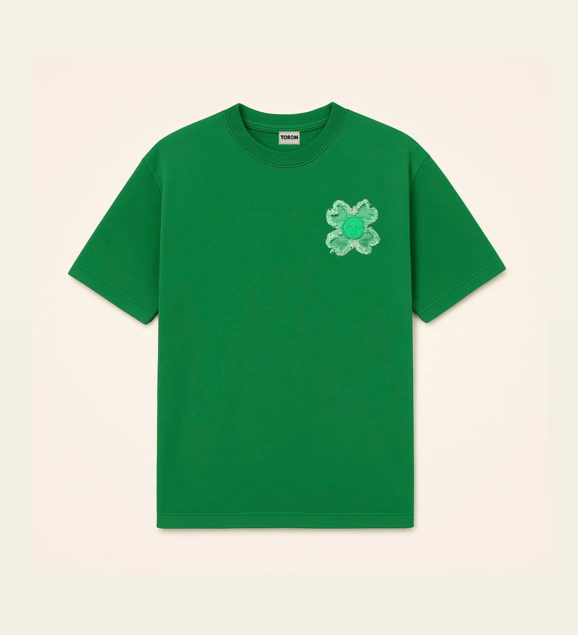 ee-shirt Torom Vert – t-shirt en coton premium vert profond avec coupe droite classique , vue de face