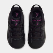 Air Jordan 6 Retro Low Black Fierce Pink (TD) IQ5607-001 en cuir noir avec accents Fierce Pink, boucle talon et semelle caoutchouc.