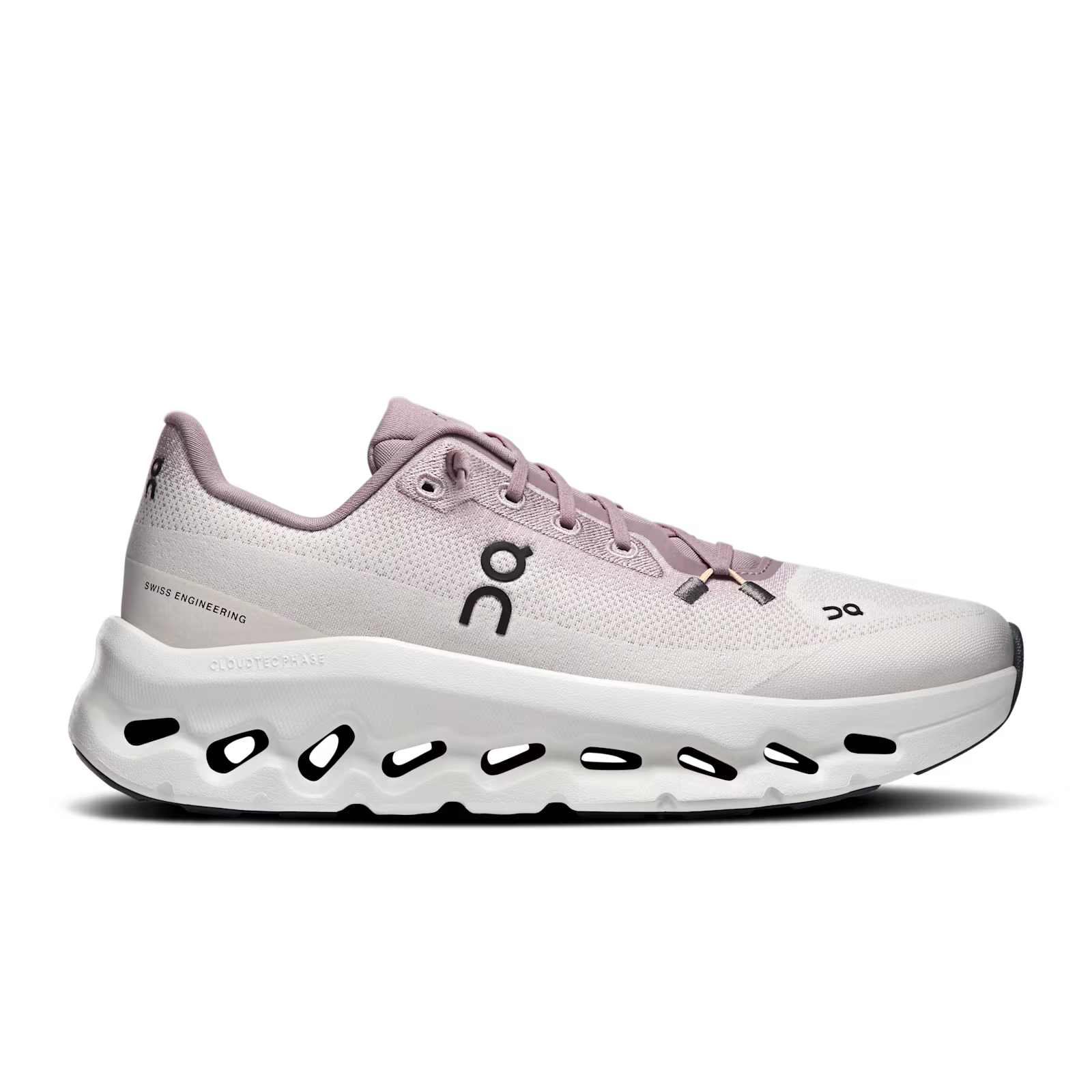 On Running Cloudtilt Heron Dew, sneaker lifestyle On Running coloris Heron et Dew équipée de la technologie CloudTec Phase® et de l'amorti Helion™ vue de profil. 