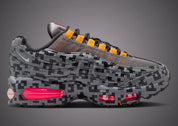 Sneaker Nike Air Max 95 LEGO Pixel Camo avec motif camouflage pixelisé inspiré de LEGO, unités Air visibles et design rétro-running iconique.