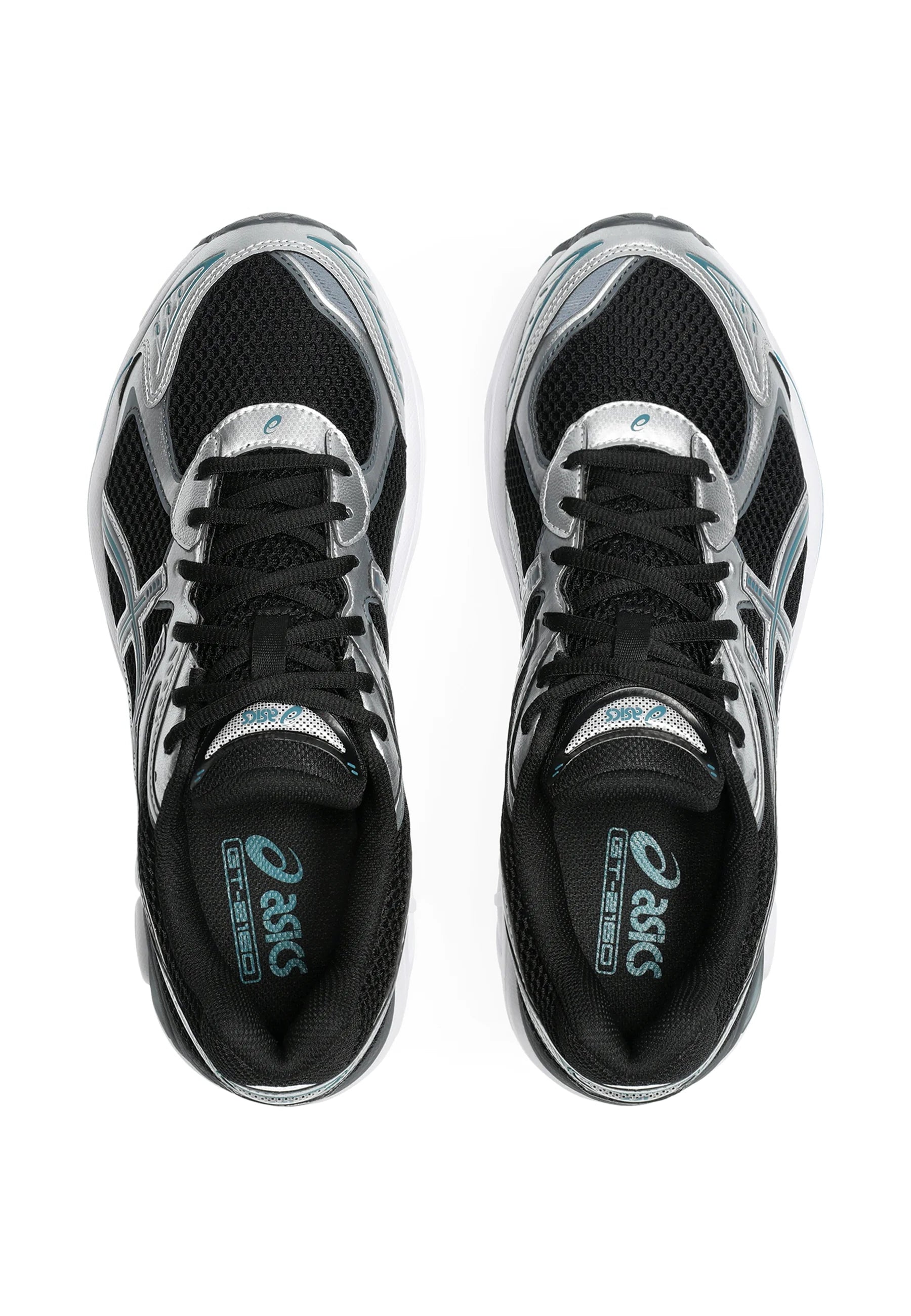 Sneaker ASICS GT-2160 Black Pure Silver Bright Blue en mesh noir avec détails argentés et bleus, dotée d’un amorti GEL performant.
