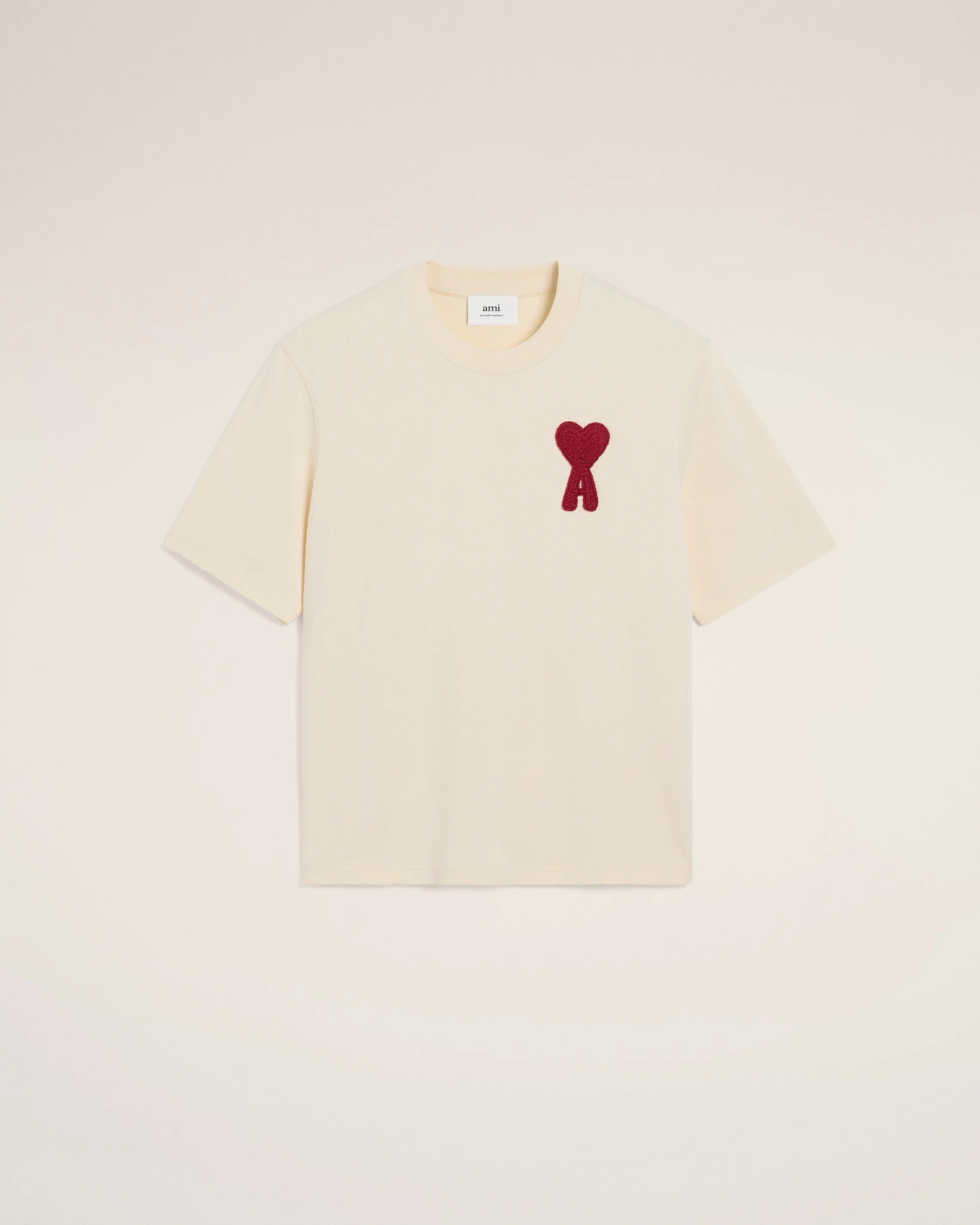 Tee-shirt AMI PARIS Beige Gros Coeur Rouge