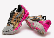 chaussure de running asics gel kayano 14 été rose  , gris , marron, semelle légère 