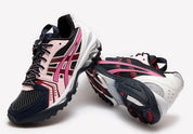 chaussure de running asics gel kayano 14 été blanche rose et bleu, noir, rouge, blanc 