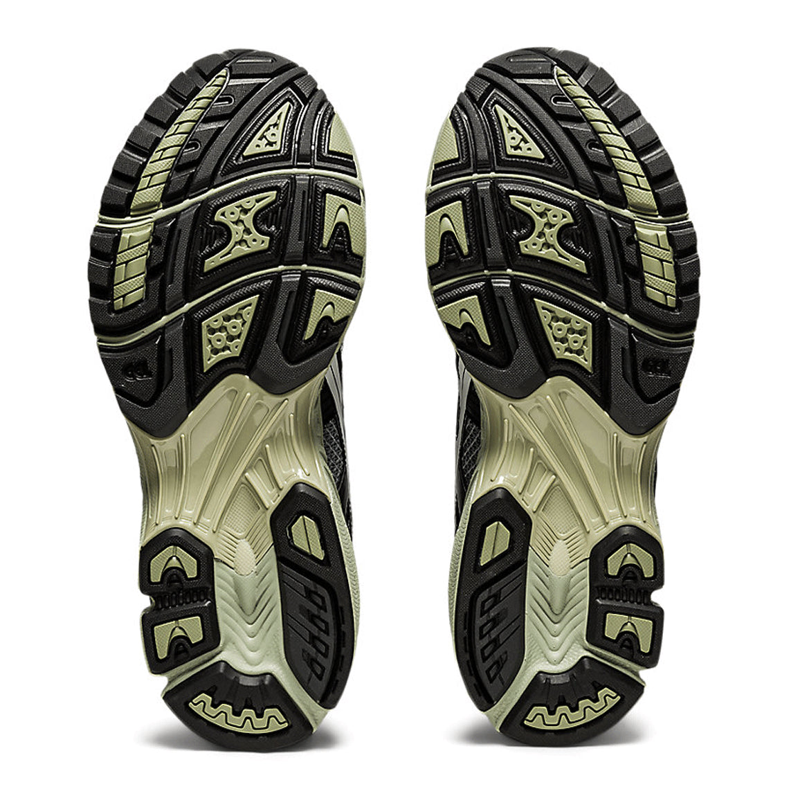 chaussure de running asics gel kayano 14 grise et noir, semelle légère et confortable, vue du bas
