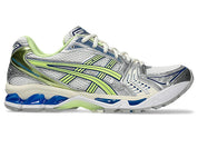 Chaussure de running ASICS GEL-Kayano 14 “Sprite” , argenté , vert, semelle légère , vue de profil 