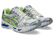 Chaussure de running ASICS GEL-Kayano 14 “Sprite” , argenté , vert, semelle légère , vue de 3/4 