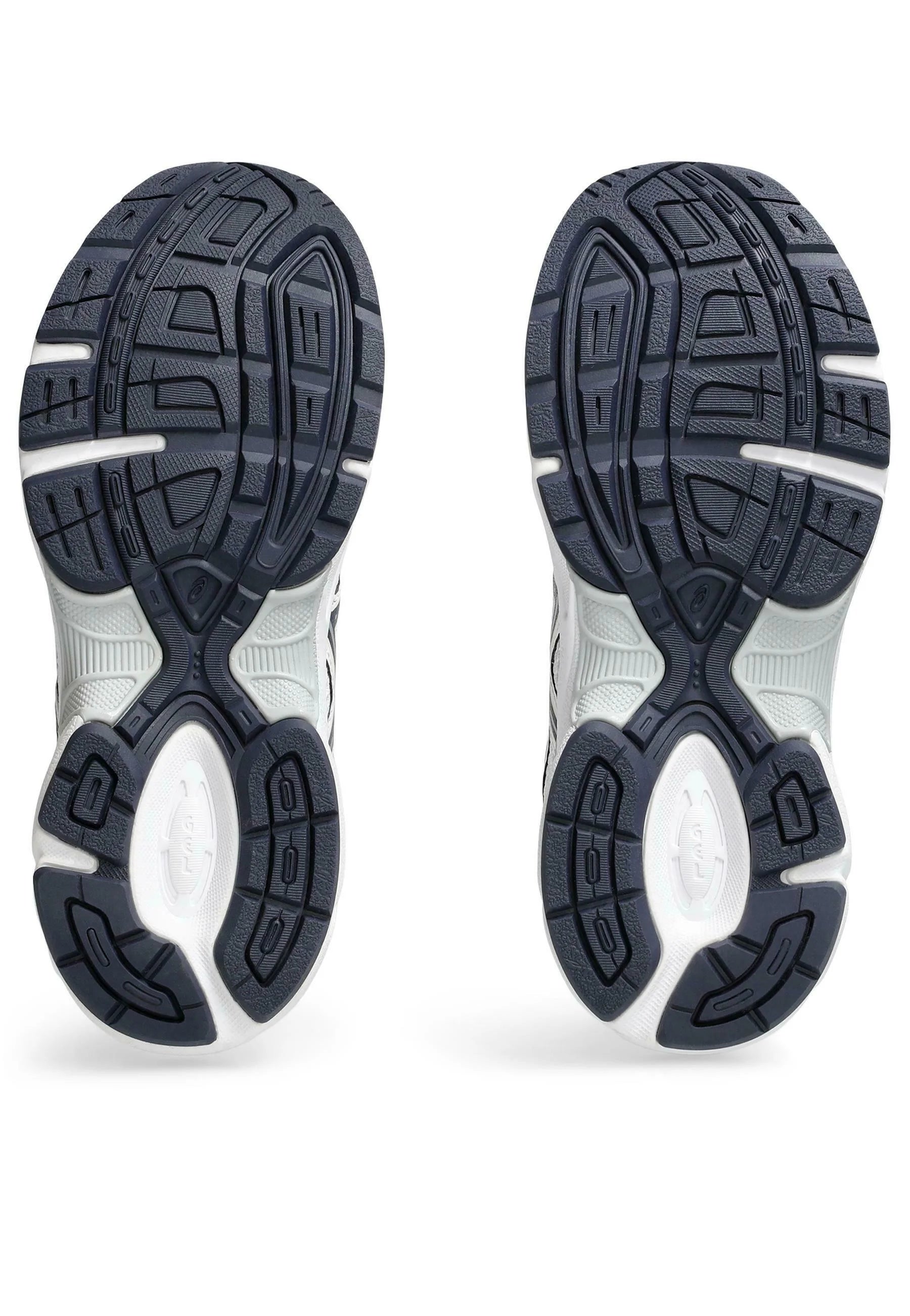 Sneakers ASICS Gel-1130 White Midnight en mesh respirant, avec empiècements synthétiques premium, amorti GEL et détails bleu nuit contrastés.