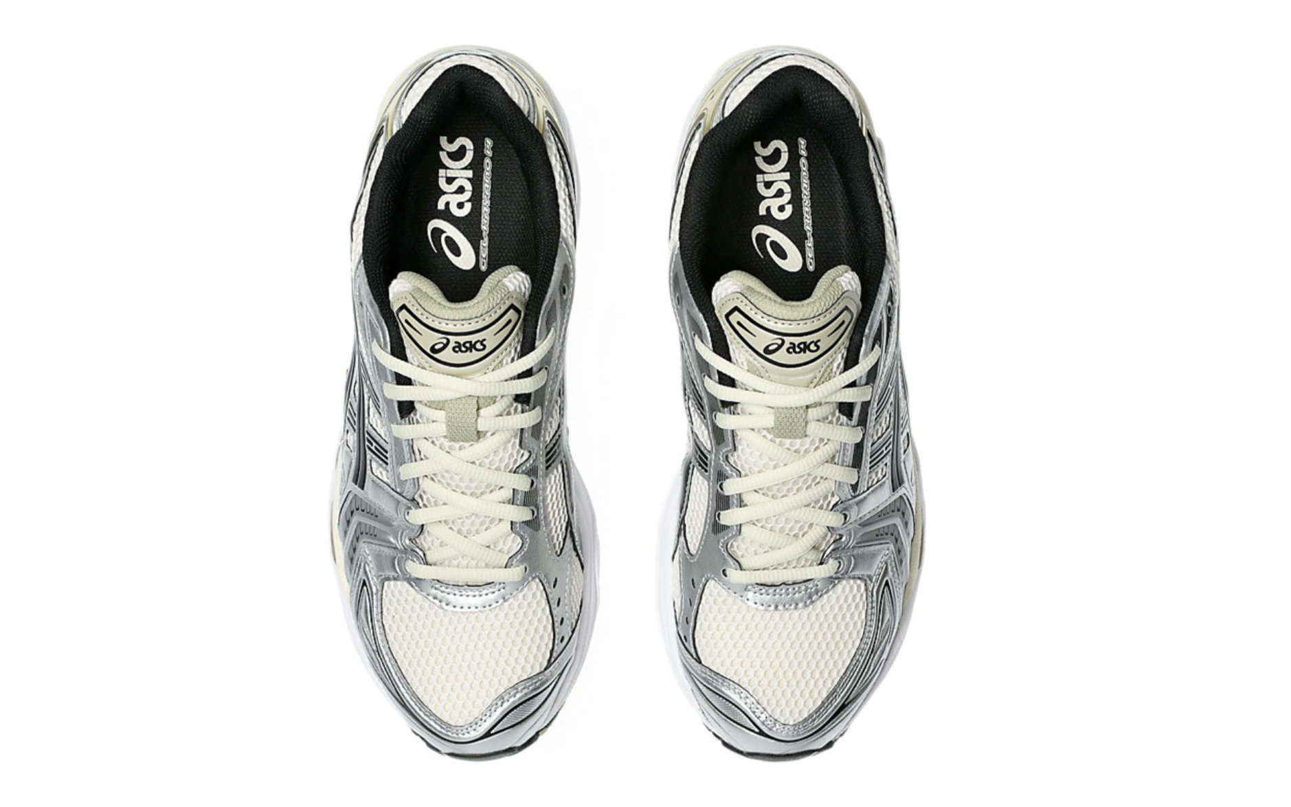 chaussure de running ASICS Gel-Kayano 14 Argenté , semelle confortable , vue de haut