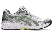  Chaussure de running ASICS Gel-Kayano 14 White Pure Silver Slate Grey Sage , semelle confortable , vue de profil