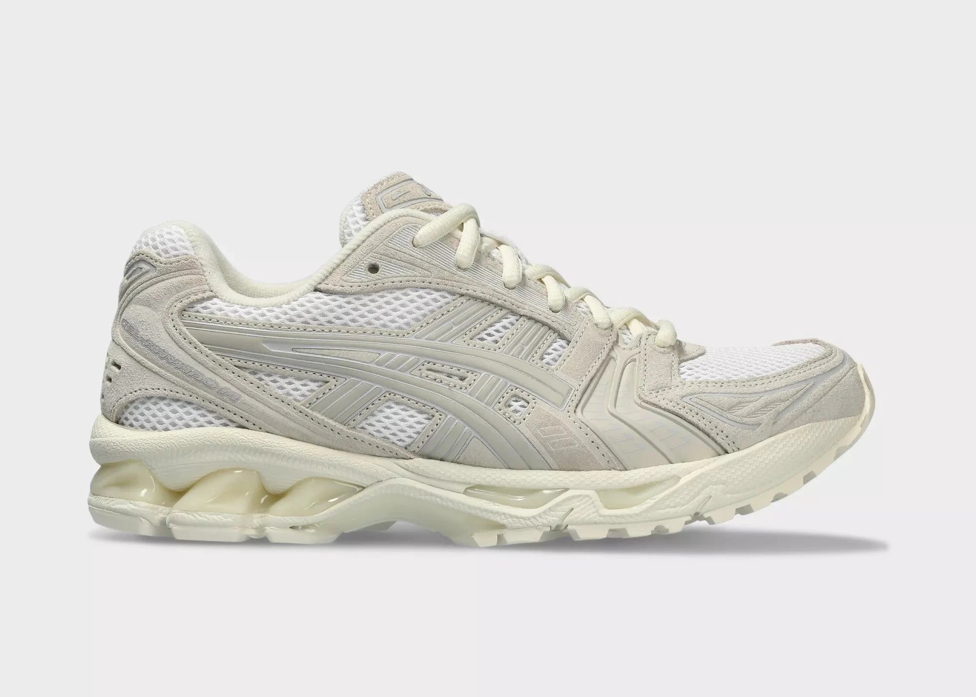 ASICS Gel-Kayano 14 White Smoke Grey – sneakers femme confortables , vue de face 