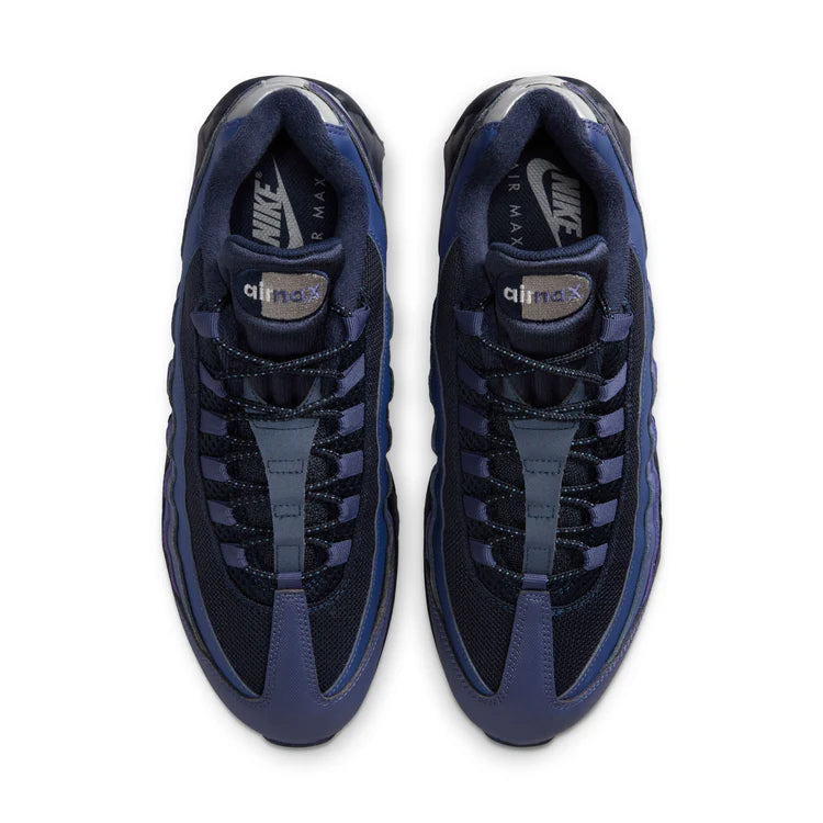 Sneakers Nike Air Max 95 Zip SP Loyal Blue bleues en matières techniques avec zip frontal et amorti Air Max visible. Vue de dessus 