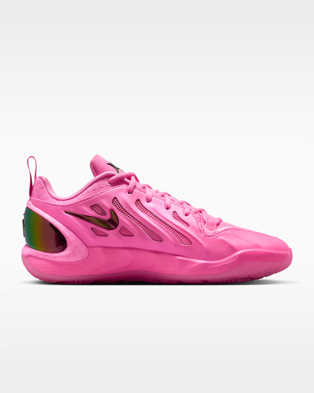 Nike A'Two Pink Beam rose en mesh technique avec amorti Zoom Air et détails signature A'ja Wilson. vue de profil intérieur