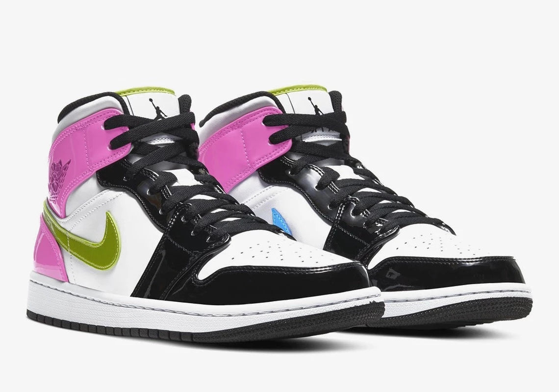 Jordan 1 Mid White Black Cyber Pink