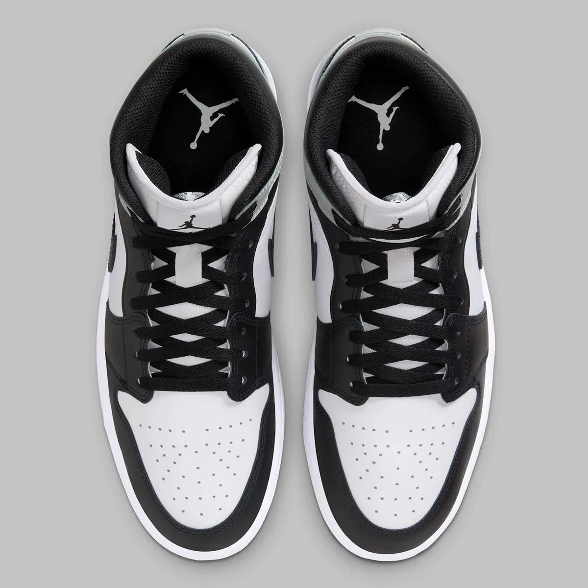 Chaussure de ville Air Jordan 1 Mid Barons   , noir , blanc , gris , semelle confortable , vu du dessus