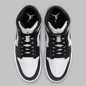 Chaussure de ville Air Jordan 1 Mid Barons   , noir , blanc , gris , semelle confortable , vu du dessus