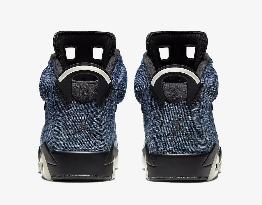 Air Jordan 6 Retro Washed Denim CT5350-401 en denim bleu délavé avec détails Varsity Red, empiècements en cuir et semelle translucide.