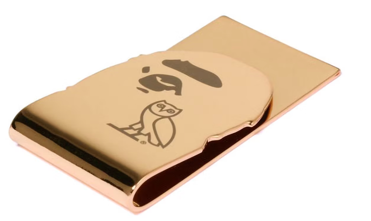 BAPE x OVO Ape Head Money Clip Doré hiboux